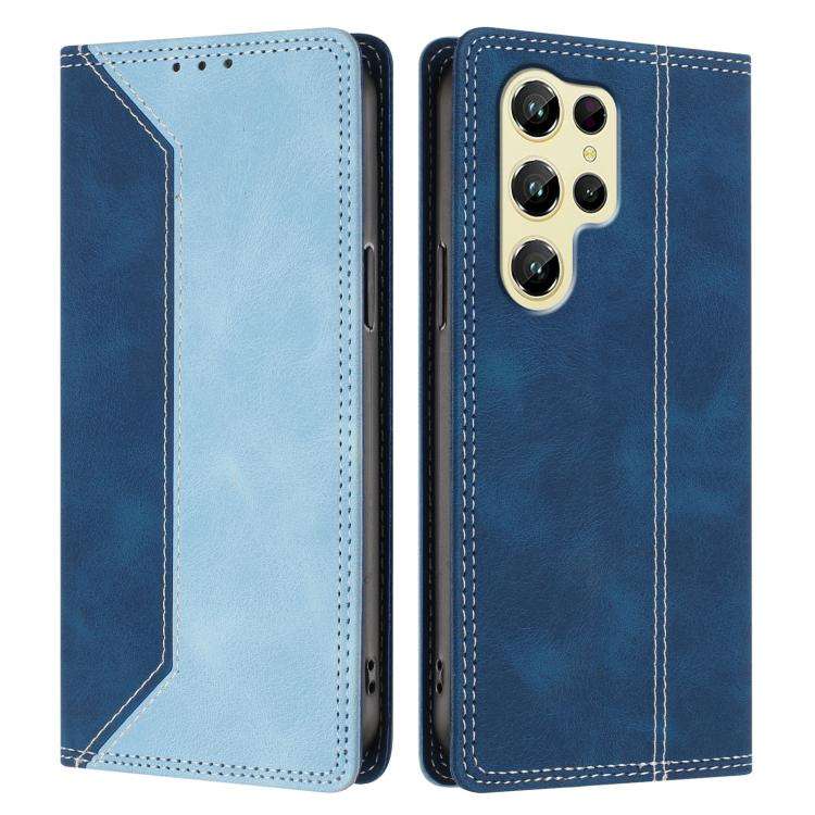 For Oukitel C61 / C61 Pro Skin Feel Two-tone RFID Blocking Vegan Leather Phone Case(Light Blue)