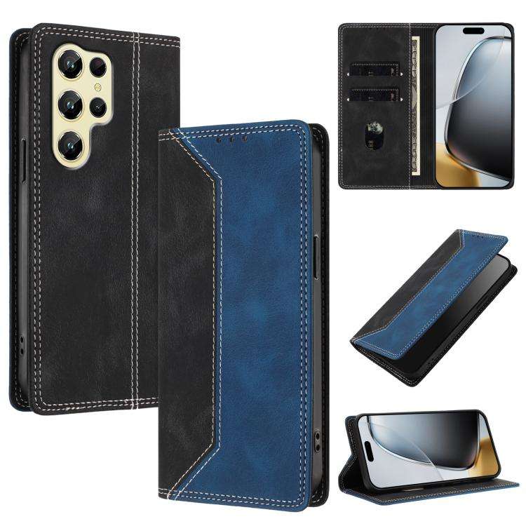 For Oukitel C61 / C61 Pro Skin Feel Two-tone RFID Blocking Vegan Leather Phone Case(Blue)