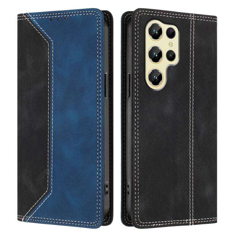 For Oukitel C61 / C61 Pro Skin Feel Two-tone RFID Blocking Vegan Leather Phone Case(Blue)