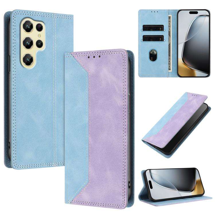 For Oukitel C61 / C61 Pro Skin Feel Two-tone RFID Blocking Vegan Leather Phone Case(Purple)