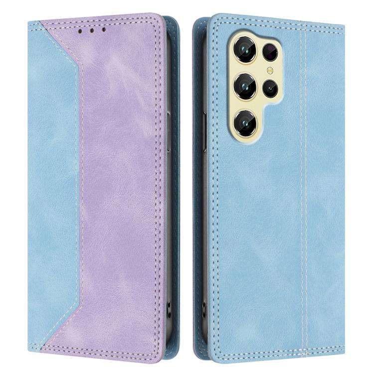 For Oukitel C61 / C61 Pro Skin Feel Two-tone RFID Blocking Vegan Leather Phone Case(Purple)