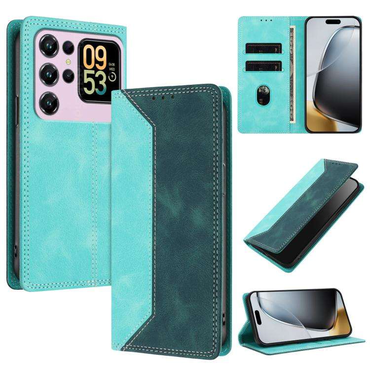 For Oukitel C62 / C62 Pro Skin Feel Two-tone RFID Blocking Vegan Leather Phone Case(Dark Green)