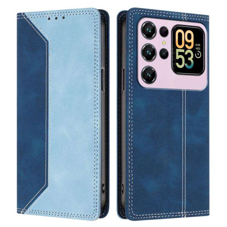 For Oukitel C62 / C62 Pro Skin Feel Two-tone RFID Blocking Vegan Leather Phone Case(Light Blue)