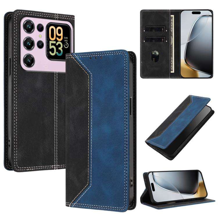 For Oukitel C62 / C62 Pro Skin Feel Two-tone RFID Blocking Vegan Leather Phone Case(Blue)