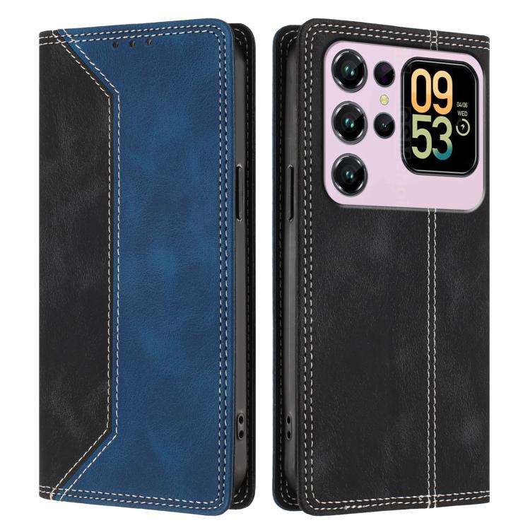 For Oukitel C62 / C62 Pro Skin Feel Two-tone RFID Blocking Vegan Leather Phone Case(Blue)