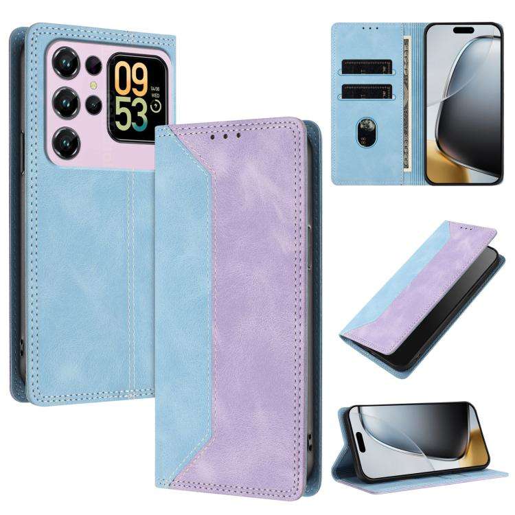 For Oukitel C62 / C62 Pro Skin Feel Two-tone RFID Blocking Vegan Leather Phone Case(Purple)