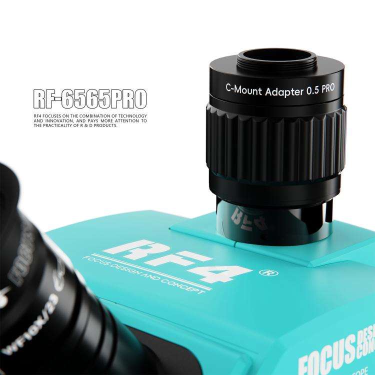RF4 RF-6565Pro 6.5-65X Synchronous Zoom Trinocular Stereo Microscope with Aluminum Alloy Base(Blue)