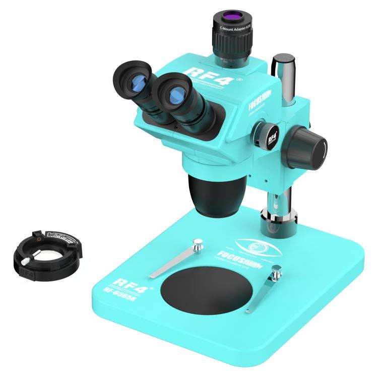 RF4 RF-6565R 6.5-65X Synchronous Zoom Trinocular Stereo Microscope(Blue)