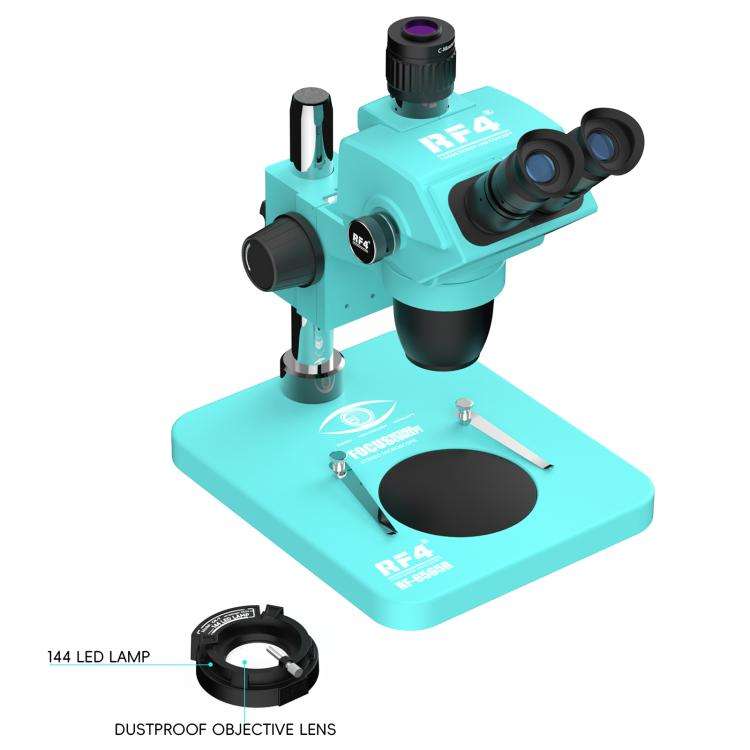 RF4 RF-6565R 6.5-65X Synchronous Zoom Trinocular Stereo Microscope(Blue)
