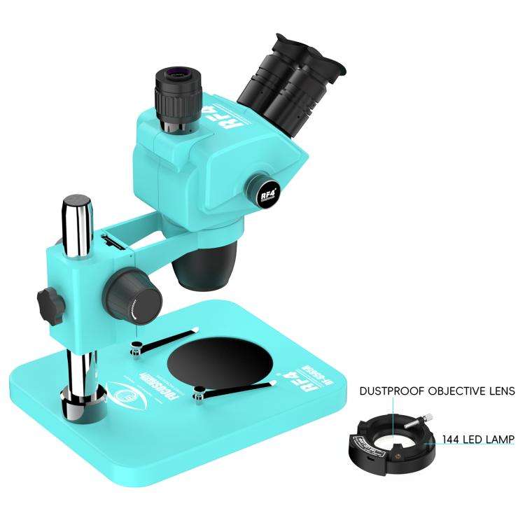 RF4 RF-6565R 6.5-65X Synchronous Zoom Trinocular Stereo Microscope(Blue)