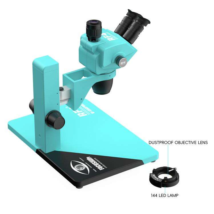 RF4 RF-6565Pro2 6.5-65X Synchronous Zoom Trinocular Stereo Microscope with Focus Lifting Bracket(...