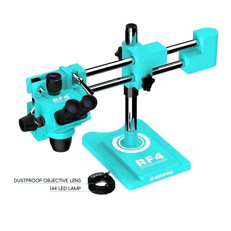 RF4 RF-6565Pro3 6.5-65X Synchronous Zoom Trinocular Stereo Microscope with Double-arm Boom Stand(...