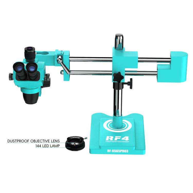 RF4 RF-6565Pro3 6.5-65X Synchronous Zoom Trinocular Stereo Microscope with Double-arm Boom Stand(...