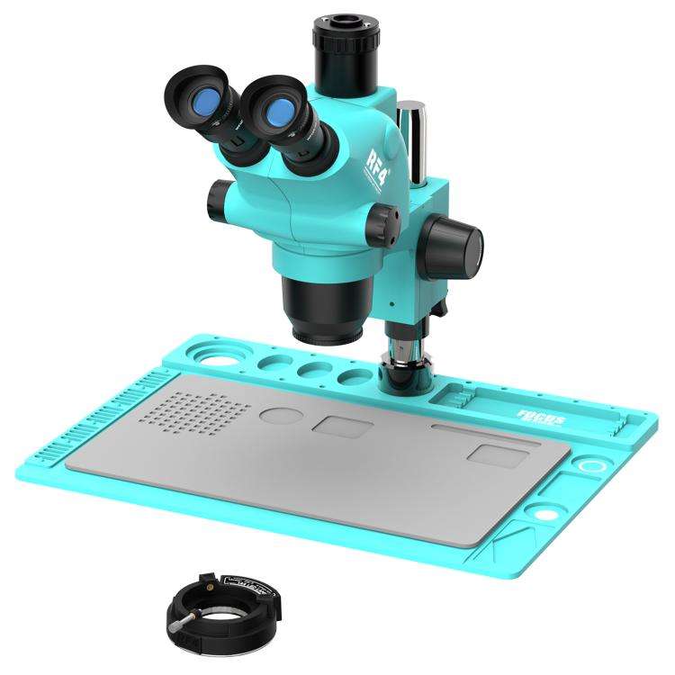 RF4 RF-6565TVD2 6.5X-65X Synchronous Zoom Trinocular Stereo Microscope with Aluminum Alloy Base(B...