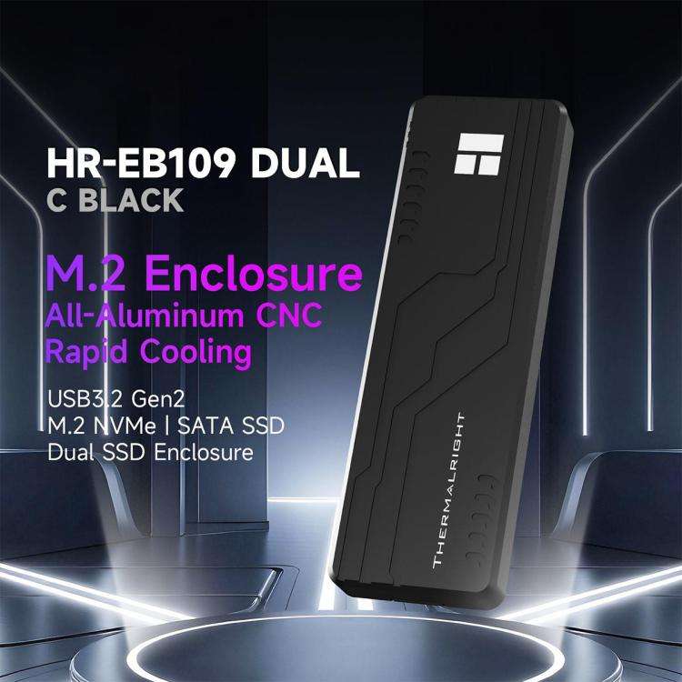 THERMALRIGHT HR-EB109 M.2 NVMe / SATA Dual Protocol SSD Enclosure with USB to Type-C Cable & Type...