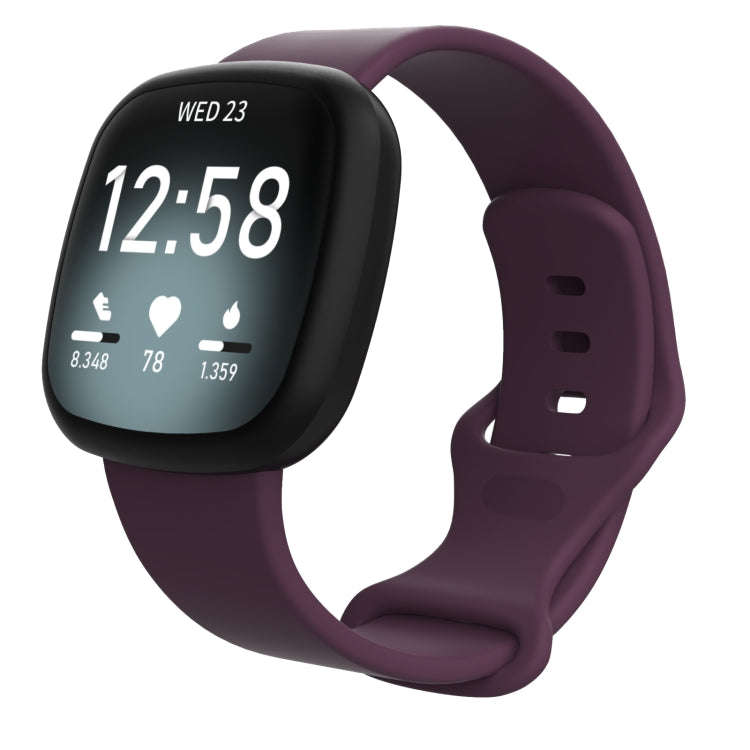 For Fitbit Versa 3 / Sense Silicone Watch Band, Size: S(Dark Purple)