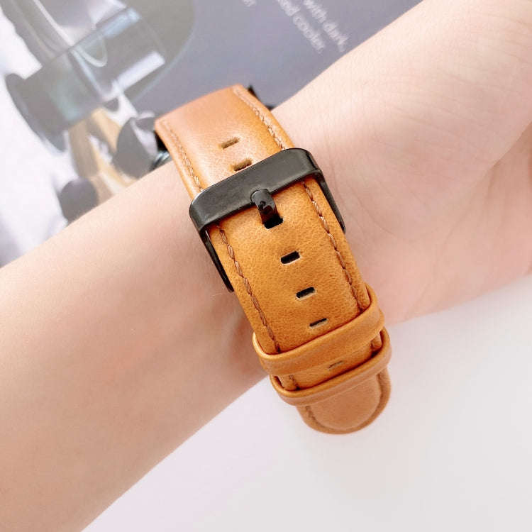 For OPPO Watch 41mm Plain Weave Leather Watch Band(Brown)