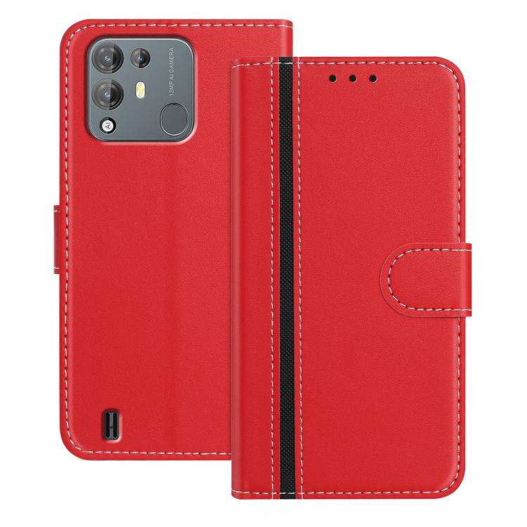 For Blackview A55 Pro Color Block Card Slots Vegan Leather Phone Case(Red)