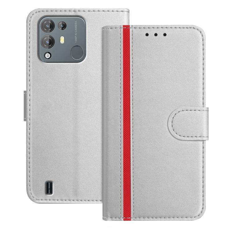 For Blackview A55 Pro Color Block Card Slots Vegan Leather Phone Case(Silver)