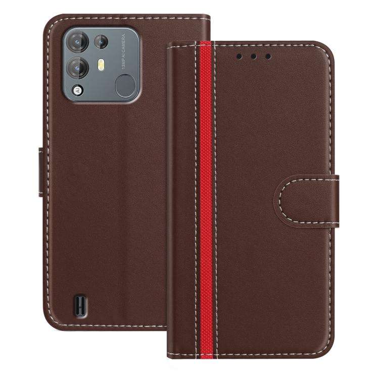 For Blackview A55 Pro Color Block Card Slots Vegan Leather Phone Case(Brown)