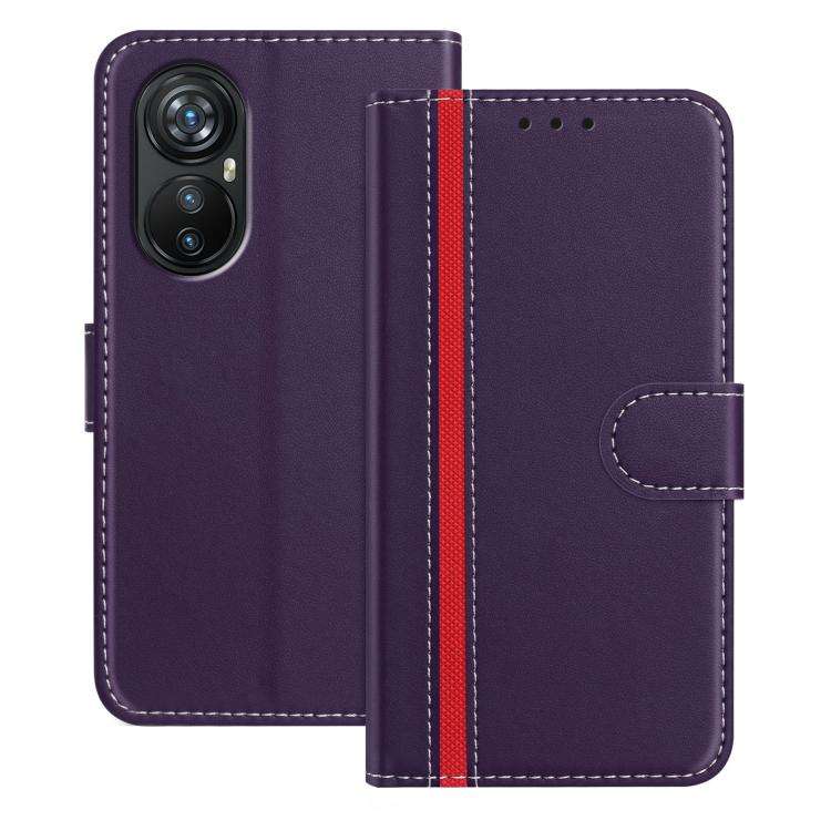 For Blackview A200 Pro Color Block Card Slots Vegan Leather Phone Case(Purple)