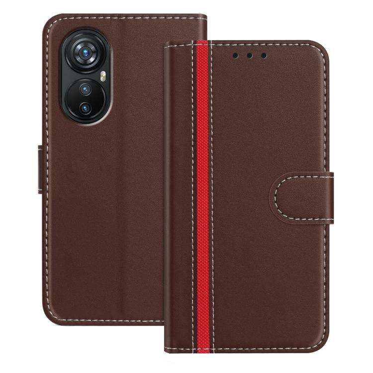 For Blackview A200 Pro Color Block Card Slots Vegan Leather Phone Case(Brown)