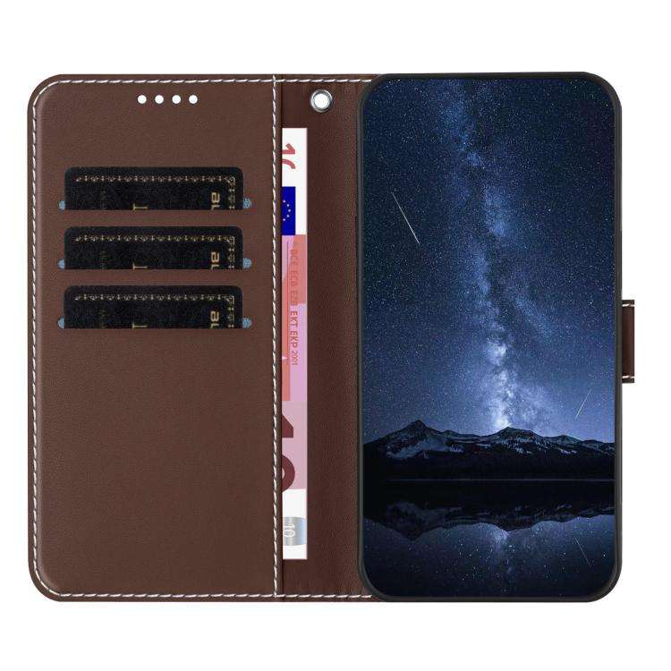 For Blackview A200 Pro Color Block Card Slots Vegan Leather Phone Case(Brown)