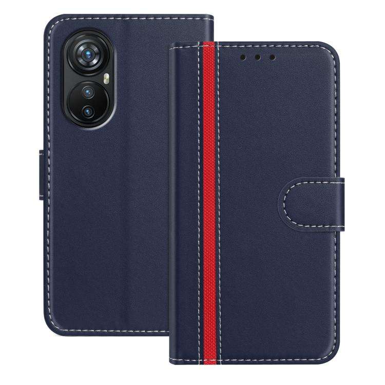 For Blackview A200 Pro Color Block Card Slots Vegan Leather Phone Case(Blue)