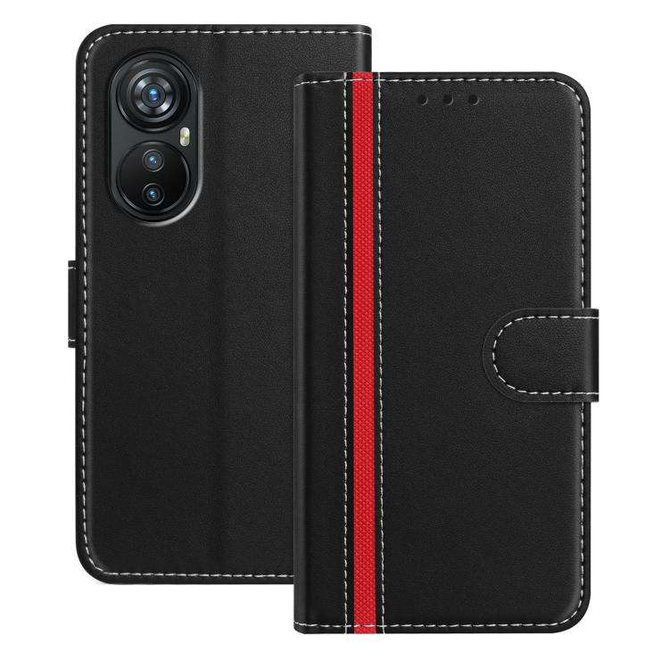 For Blackview A200 Pro Color Block Card Slots Vegan Leather Phone Case(Black)