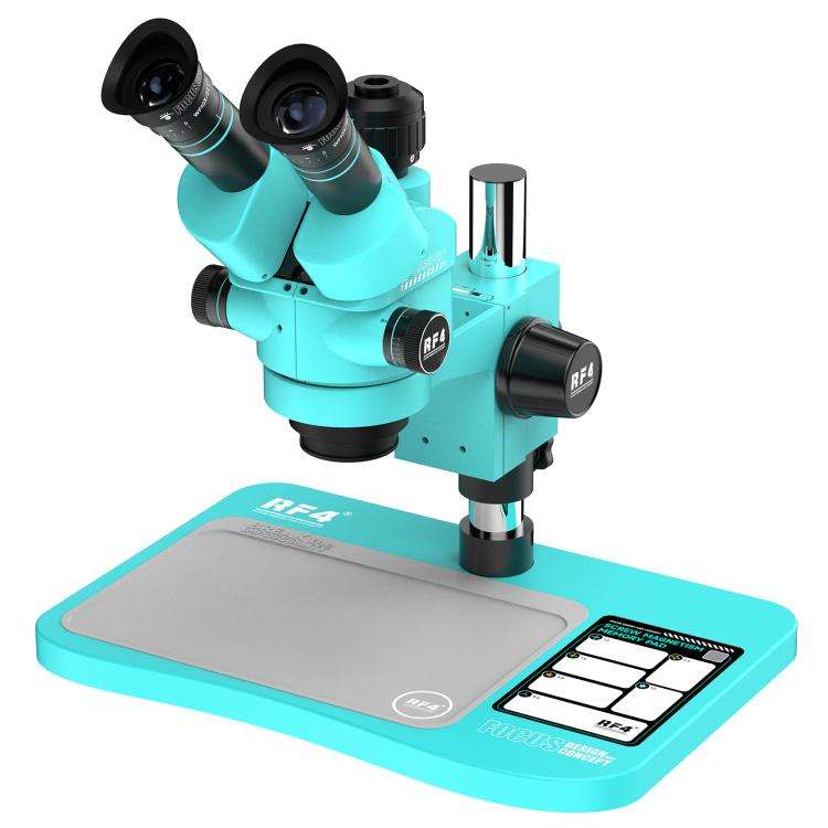 RF4 RF-6558Pro 6.5-58X Trinocular Stereo Microscope with Big Base, Silicone Pad, Screw Pad(Blue)