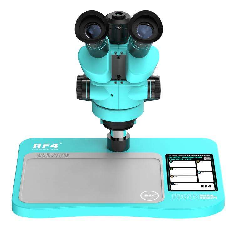 RF4 RF-6558Pro 6.5-58X Trinocular Stereo Microscope with Big Base, Silicone Pad, Screw Pad(Blue)