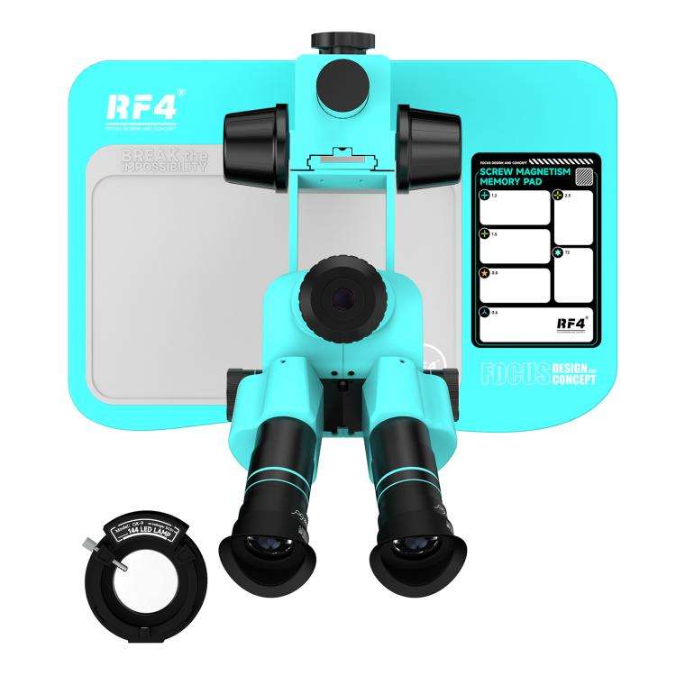 RF4 RF-6558Pro 6.5-58X Trinocular Stereo Microscope with Big Base, Silicone Pad, Screw Pad(Blue)