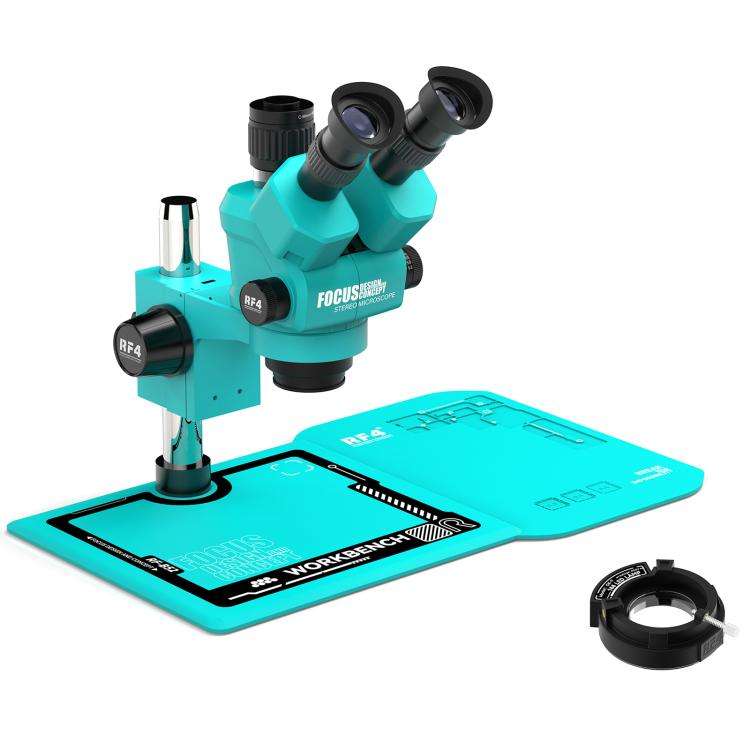 RF4 RF-55-B52 6.5-55X Synchronous Zoom Trinocular Stereo Microscope(Blue)