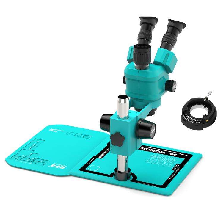 RF4 RF-55-B52 6.5-55X Synchronous Zoom Trinocular Stereo Microscope(Blue)