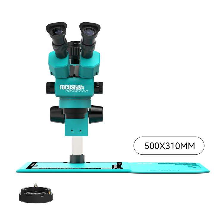 RF4 RF-55-B52 6.5-55X Synchronous Zoom Trinocular Stereo Microscope(Blue)