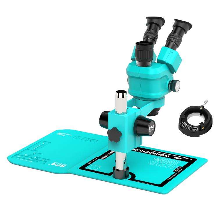 RF4 RF-55P-B52 6.5-55X Synchronous Zoom Trinocular Stereo Microscope(Blue)
