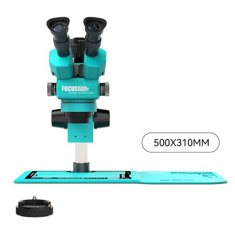 RF4 RF-55P-B52 6.5-55X Synchronous Zoom Trinocular Stereo Microscope(Blue)