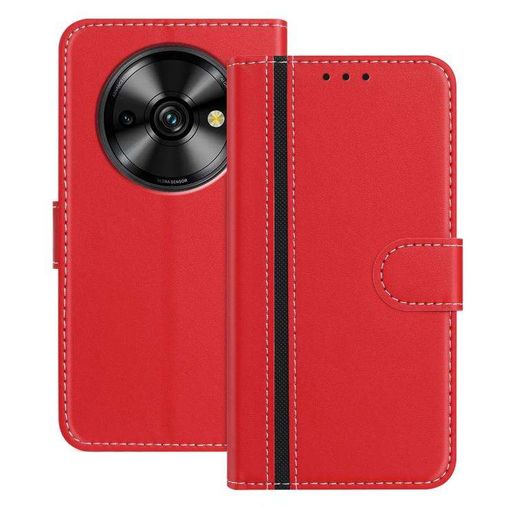For Oukitel C59 Pro Color Block Card Slots Vegan Leather Phone Case(Red)
