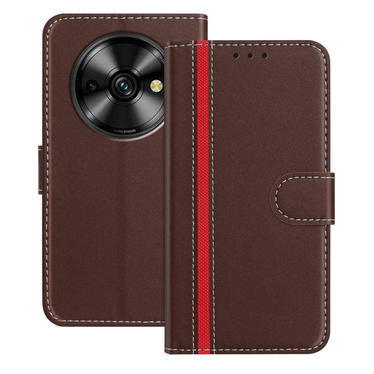 For Oukitel C59 Pro Color Block Card Slots Vegan Leather Phone Case(Brown)