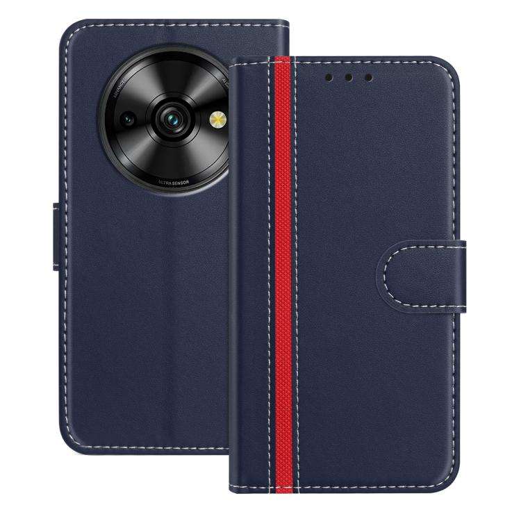 For Oukitel C59 Pro Color Block Card Slots Vegan Leather Phone Case(Blue)