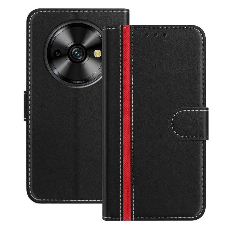 For Oukitel C59 Pro Color Block Card Slots Vegan Leather Phone Case(Black)