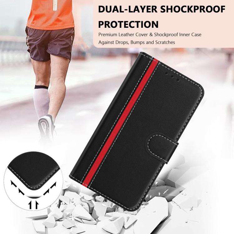 For Oukitel C59 Pro Color Block Card Slots Vegan Leather Phone Case(Black)