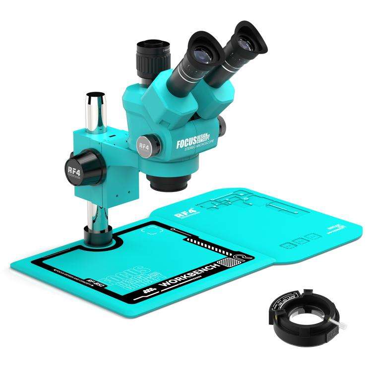 RF4 RF-55PM-B52 6.5-55X Synchronous Zoom Trinocular Stereo Microscope(Blue)