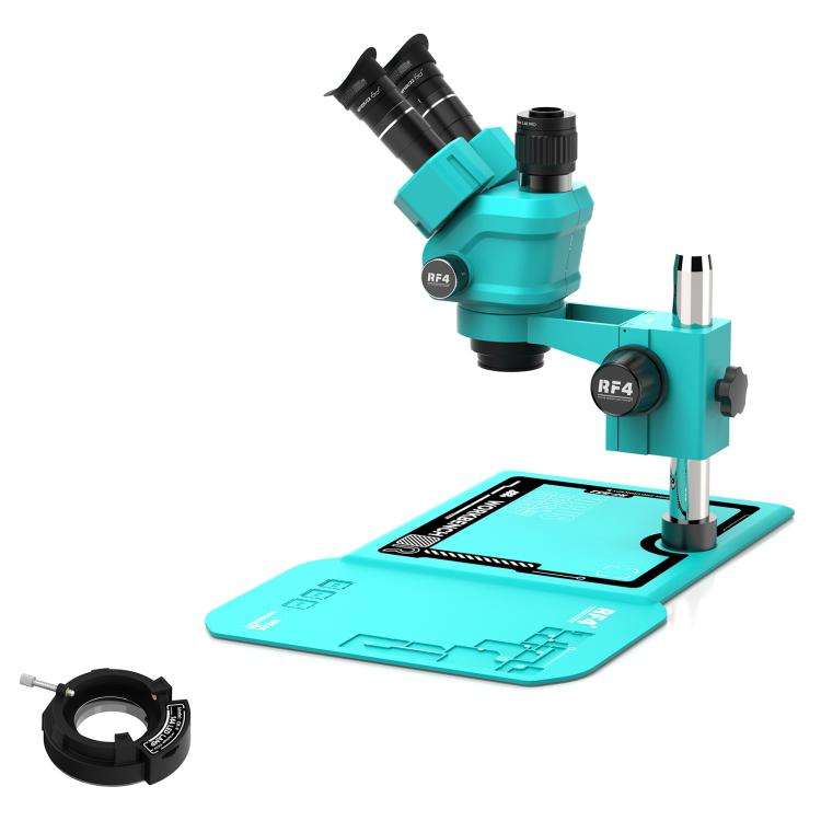 RF4 RF-55PM-B52 6.5-55X Synchronous Zoom Trinocular Stereo Microscope(Blue)