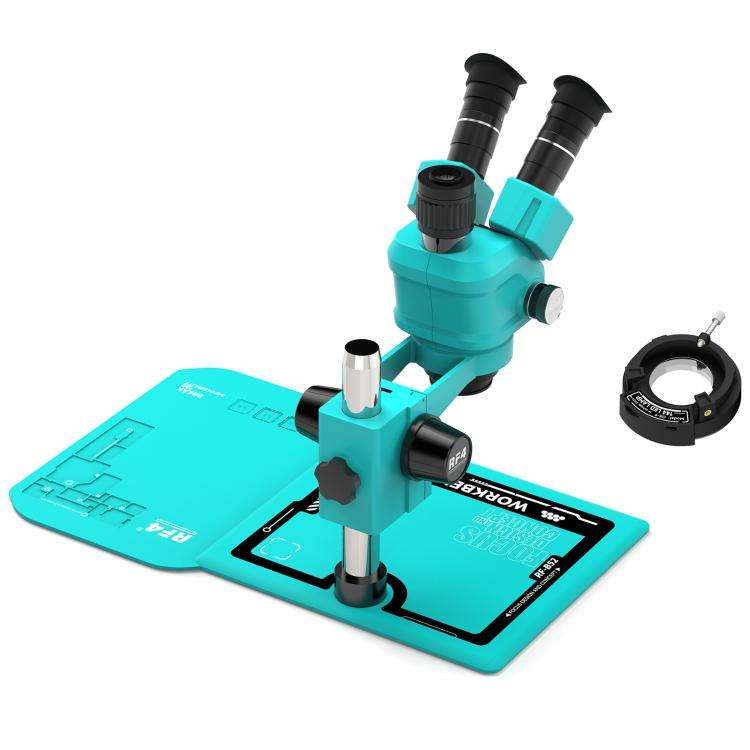 RF4 RF-55PM-B52 6.5-55X Synchronous Zoom Trinocular Stereo Microscope(Blue)