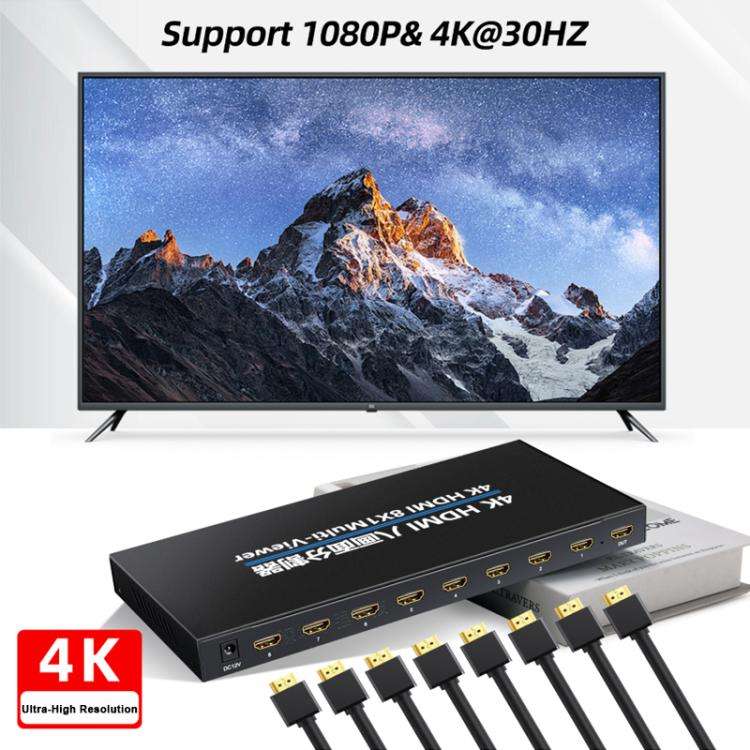 NK-M618 4K HDMI 8x1 8-way Screen Splitter Switch(Black)