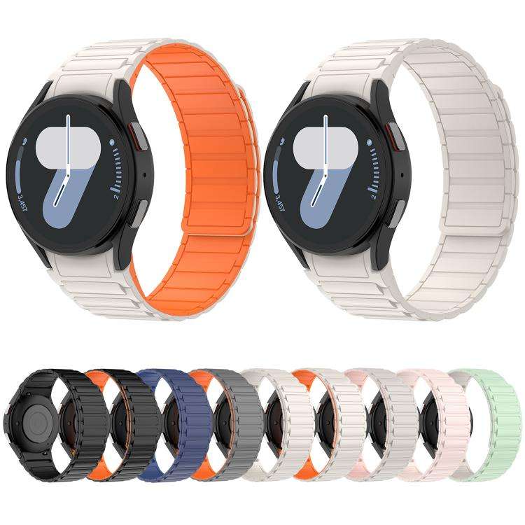For Galaxy Watch 7 / 6 / 5 / 4 Three Beads Magnetic Silicone Watch Band(Black Orange)