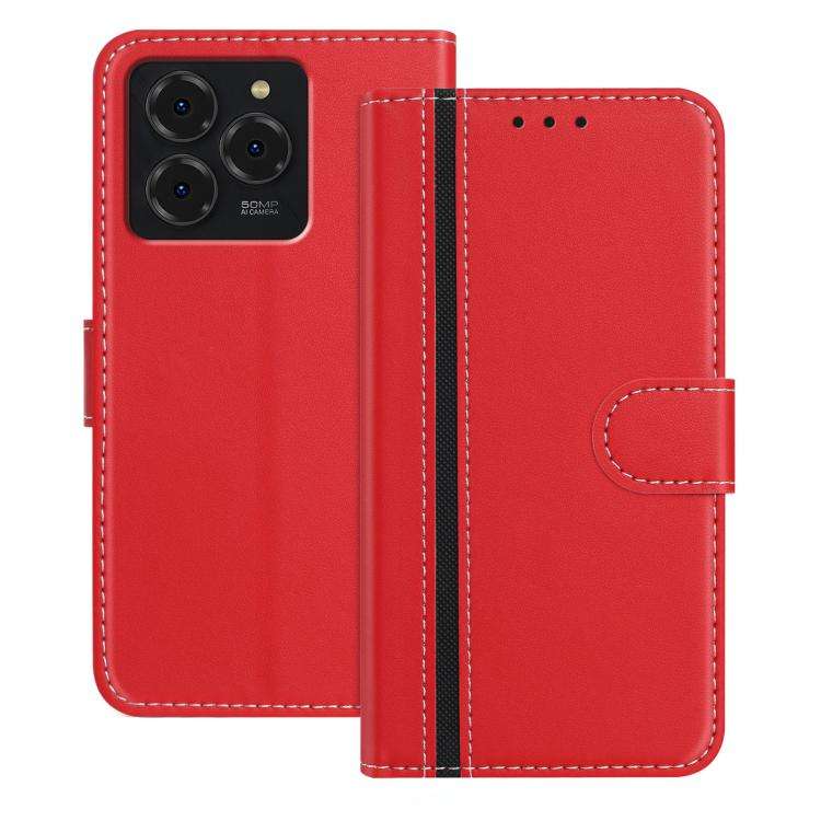 For Ulefone Note 20 Pro Color Block Card Slots Vegan Leather Phone Case(Red)