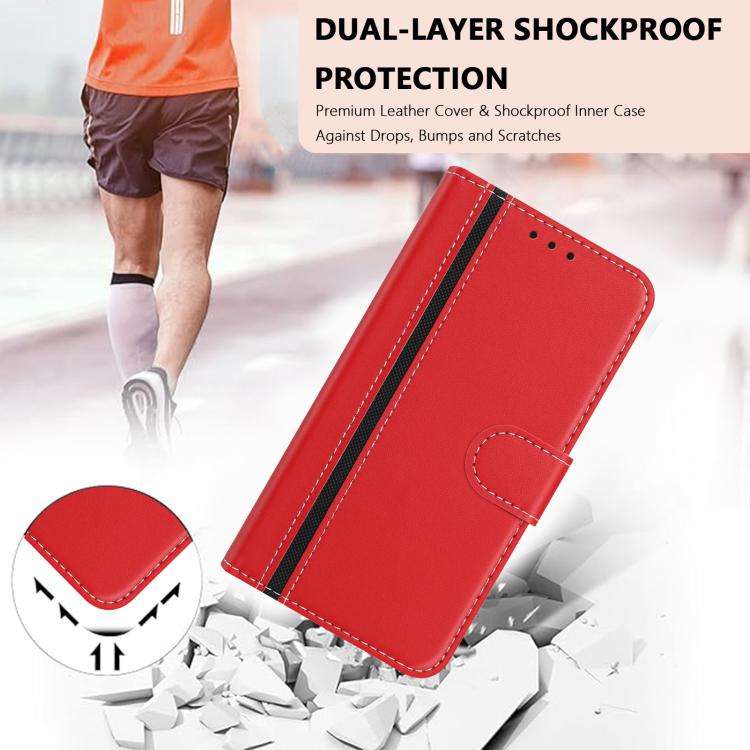 For Ulefone Note 20 Pro Color Block Card Slots Vegan Leather Phone Case(Red)