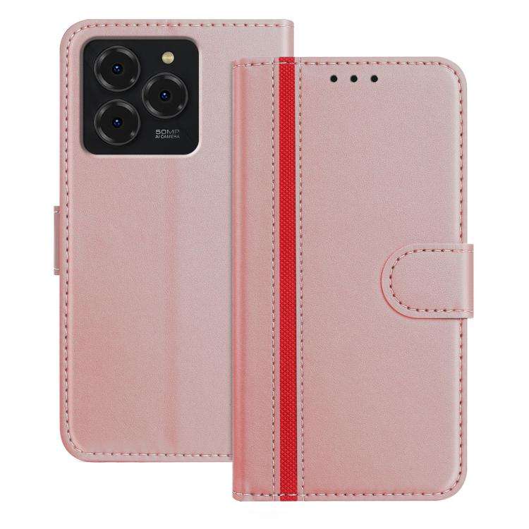 For Ulefone Note 20 Pro Color Block Card Slots Vegan Leather Phone Case(Rose Gold)